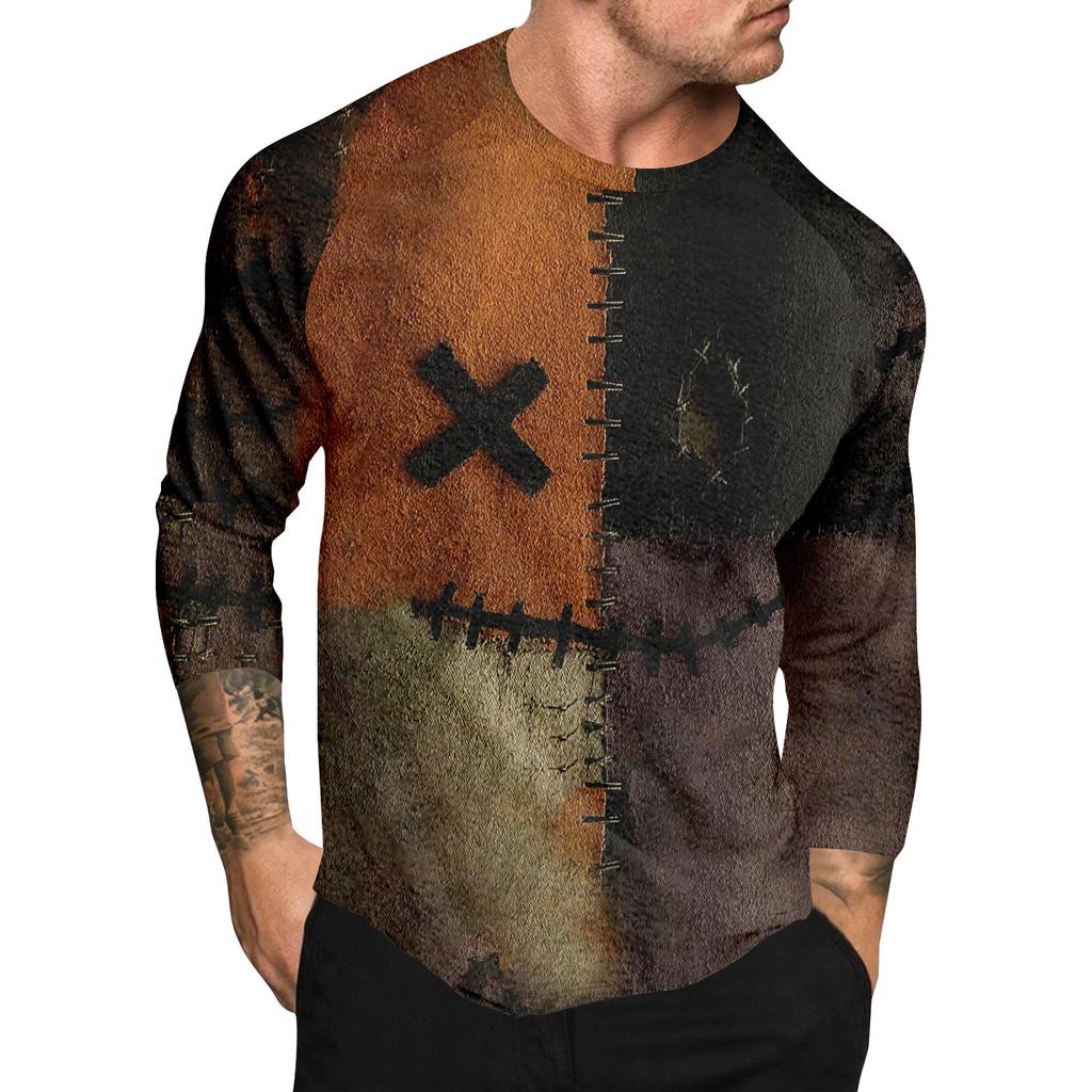 Halloween Print Raglan Sleeve Men's Long Sleeve Top