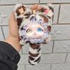 Plush Material Lace Leopard Print Cat Plush Keychain Vinyl Face Doll Pendant  Boys and Girls