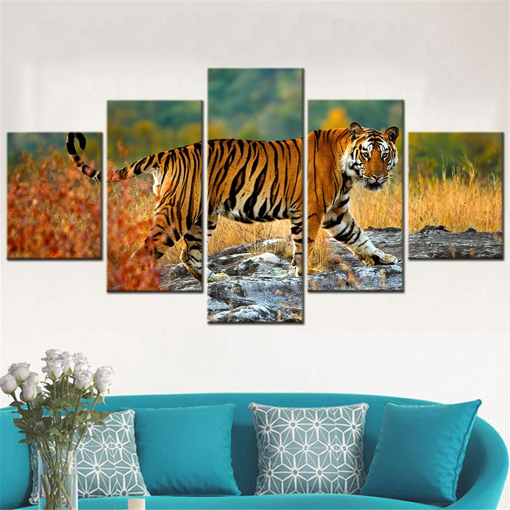 Tiger Animal Nature Wall Art Canvas Set Picture - Aesthetic Modular Bedroom Decor Modern Living Room Painting Poster