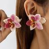 Bohemian Colorful Polyester Large Flowers Earrings for Women Girls New Trendy Vintage Vacation Stud Earrings Jewelry Accessories