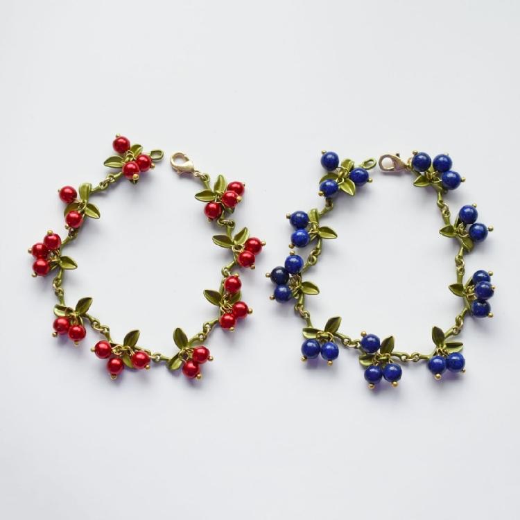 Trendy Plant Leaf Beads Pendant Bracelet Cranberry Leaves Bracelet Bangle Decor