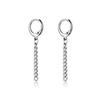 2pcs/set Black Or Silvery Unisex Punk Stainless Steel Cross Cone Feather Chain Pendant Hoop Earrings Ear Stud Jewelry Set