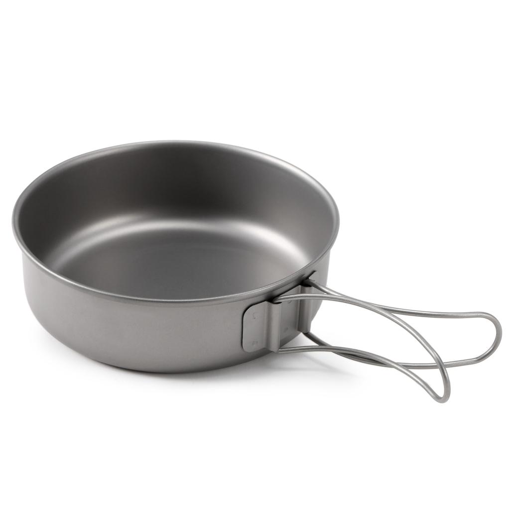 Tigaie ultrauşoară din titan pentru cină cu mânere pliabile pentru camping în aer liber, drumeţii, picnic