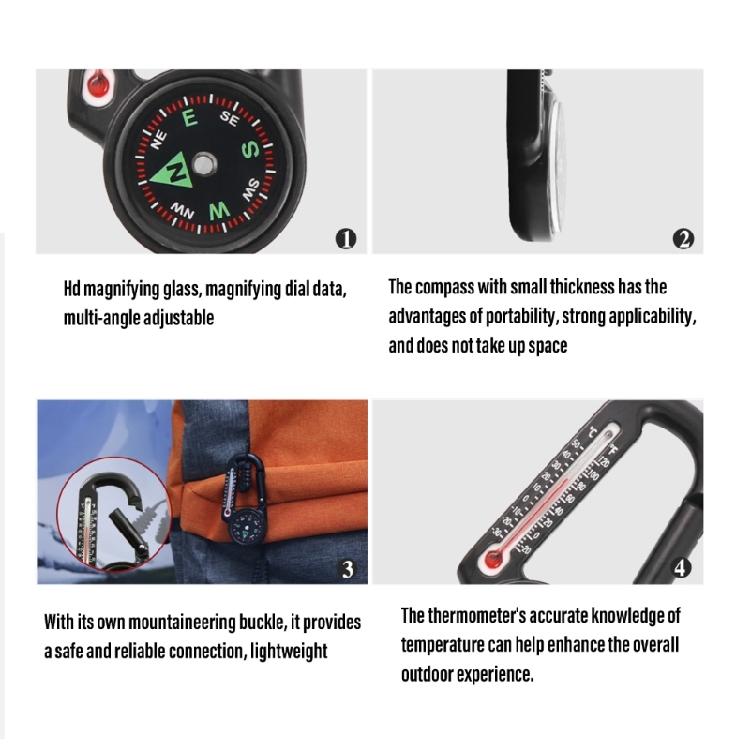 Mini Compasses Thermometers Keychain Pocket Size Snap Hook Compasses Carabiner for Camping Hiking Backpacking, Survival