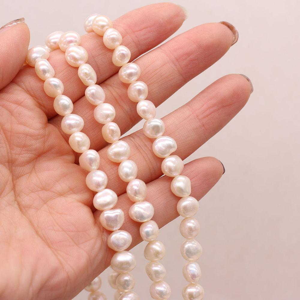 1String, Nugget Pearls, 7–8 Mm, Boho Natural Freshwater Pearl Beads, for DIY Necklaces, Bracelets, Anklets, Jewelry Making, 36cm