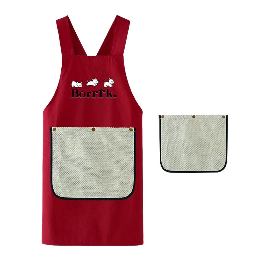 Waterproof Kitchen Apron Anti-fouling Cross Back Restaurant Uniform with Removable Hand Towel Sleeveless Catering Work Clothes