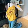 Spice Girl Slanted Shoulder Cartoon Cat Print Short-sleeved T-shirt Women's Summer New Loose and Lazy Versatile Casual Top