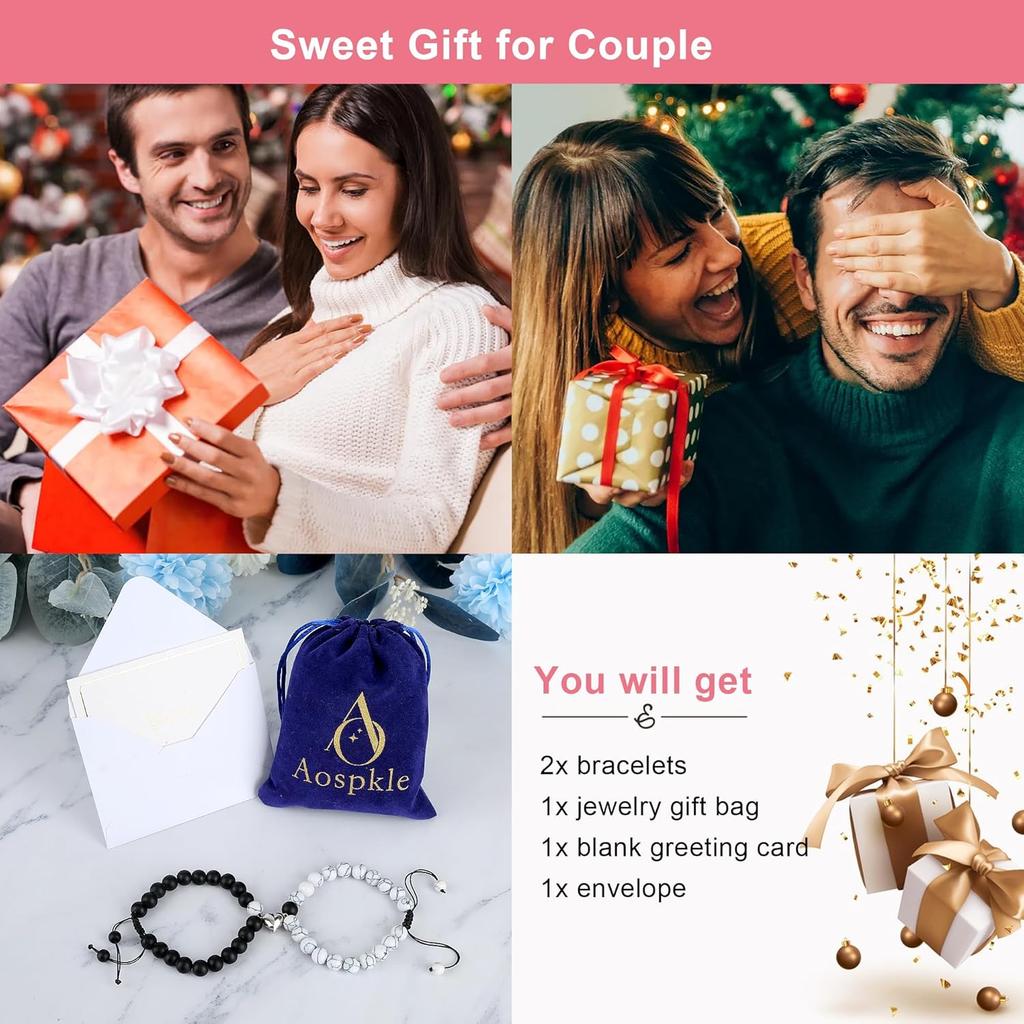 Couple Matching Bracelets, Bf and Gf Bracelets, Best Friend Bracelet,Stretch Adjustable Braid Bead Bracelets Jewelry for Him and Her