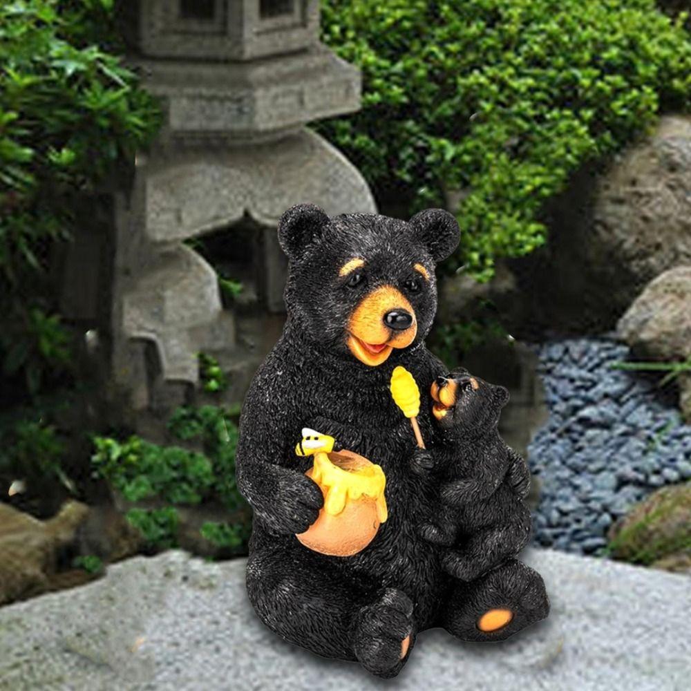 

Desktop Outdoor Garden Statue Waterproof Sculpture Cute Solar Bears Night Light