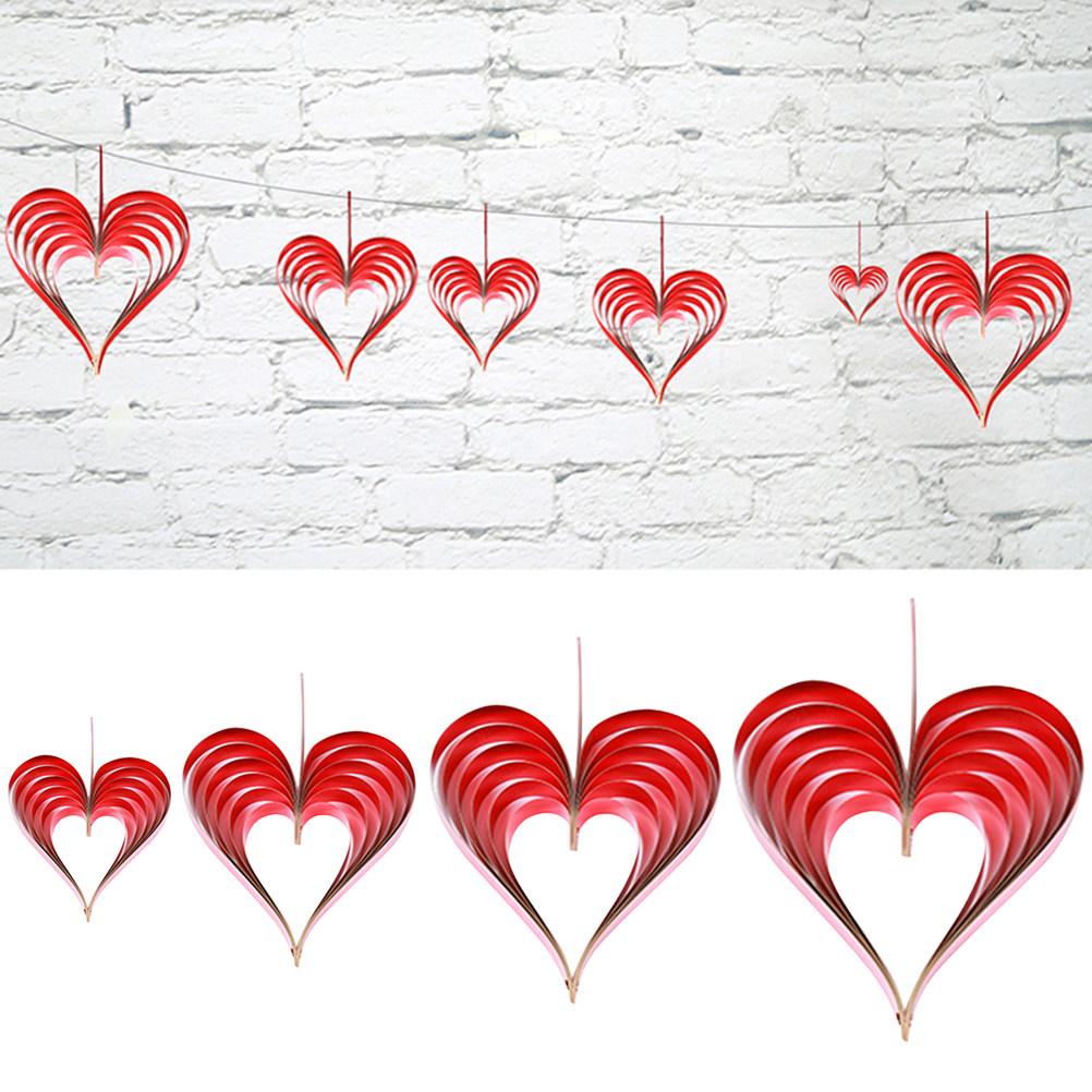 4Pcs Heart Shaped Hanging Decor Premium Thick Gloss Paper Romantic 3D Party Decor for Valentine's Day Wedding Birthday Home
