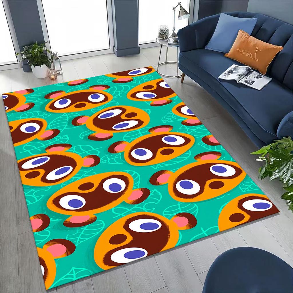 Game Animal Crossing Wild World Cartoon Rug for Bedroom Living Room Sofa Home Doormat Decor, Large Kids Play Non-slip Floor Mat
