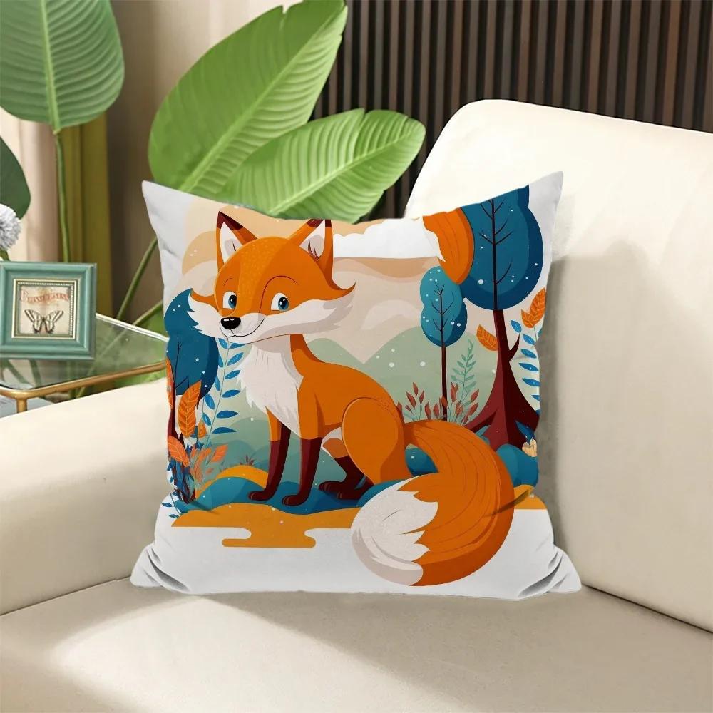 Cartoon Fox Pillow Cover Cushion Covers  ×  Stuffed Cushions Decorative Pillows for Sofa Cases × Elegant Room Sleep Home