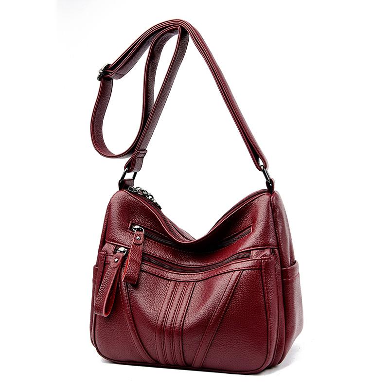 Кожаная сумка Женская сумка среднего возраста Сумка через плечо для матери чёрный — фото 8