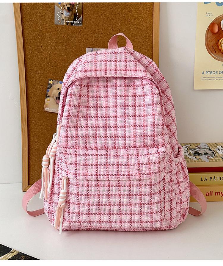 Schoolbag plaid backpack new high value small fresh schoolbag girls ins Korean version of junior high school students sweet backpack