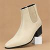 New Designer Winter Pointed Leather 6 Cm High Heels Chelsea Ankle Boots For Men's Fashion Hip-hop High Tops Motorcycle Shoes