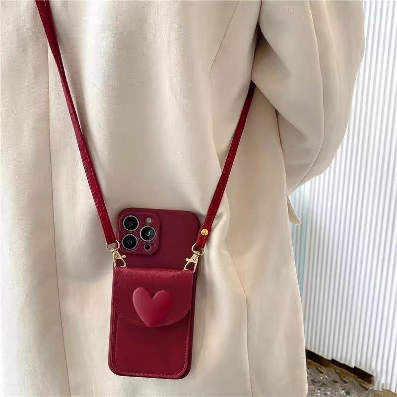 

Love Wallet Lanyard Case for Xiaomi 15T 14T Redmi Note 15 Pro Plus 15C A5 14 13 Crossbody Strap Fashion Leather Cute Bag Cover Mi 15T
