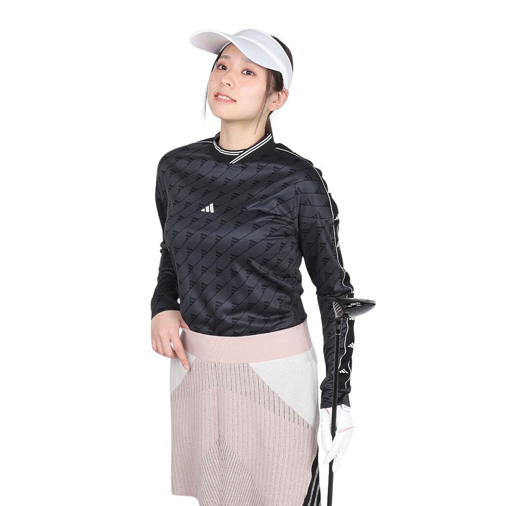 Женская гольф-рубашка Adidas Golf с монограммой, воротником-стойкой и длинным рукавом, Углеродное волокно