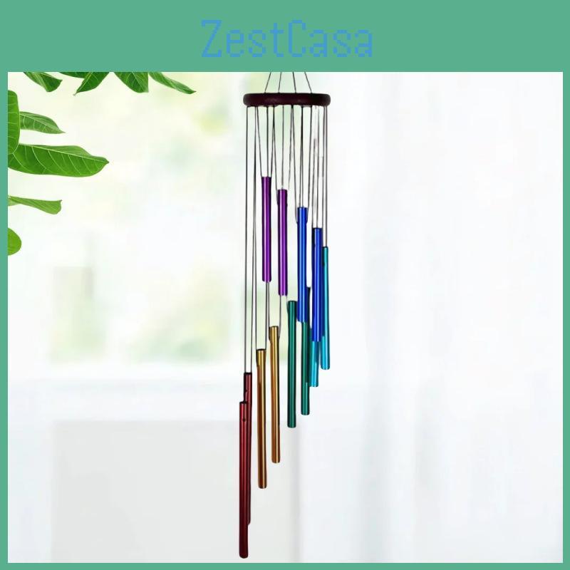 Aluminum Rotating Wood 12tube Solid Wind Chime