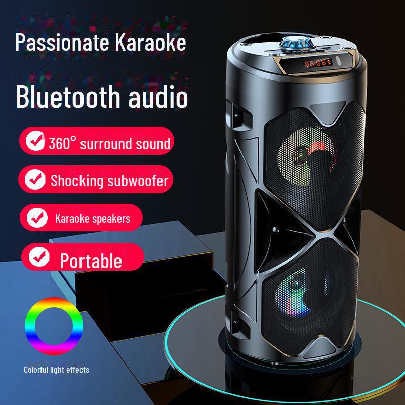 

Караоке-колонка Bluetooth с двумя мощными сабвуферами для танцев на открытом воздухе 818 without microphone чёрный