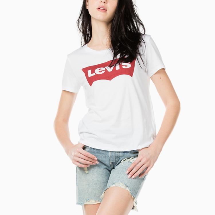 Футболка с круглым вырезом и принтом логотипа Levis, женская, белая 17369-0053