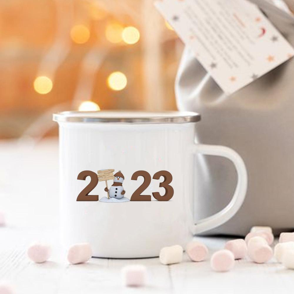 

До побачення, 2024, привіт, 2024. Кружки з принтом. Емальована чашка для кави. Чашка для соку. Чашка для напоїв. Для вечірки. Вино. Чашки для пива. Сімейні прикраси. Новорічний подарунок.