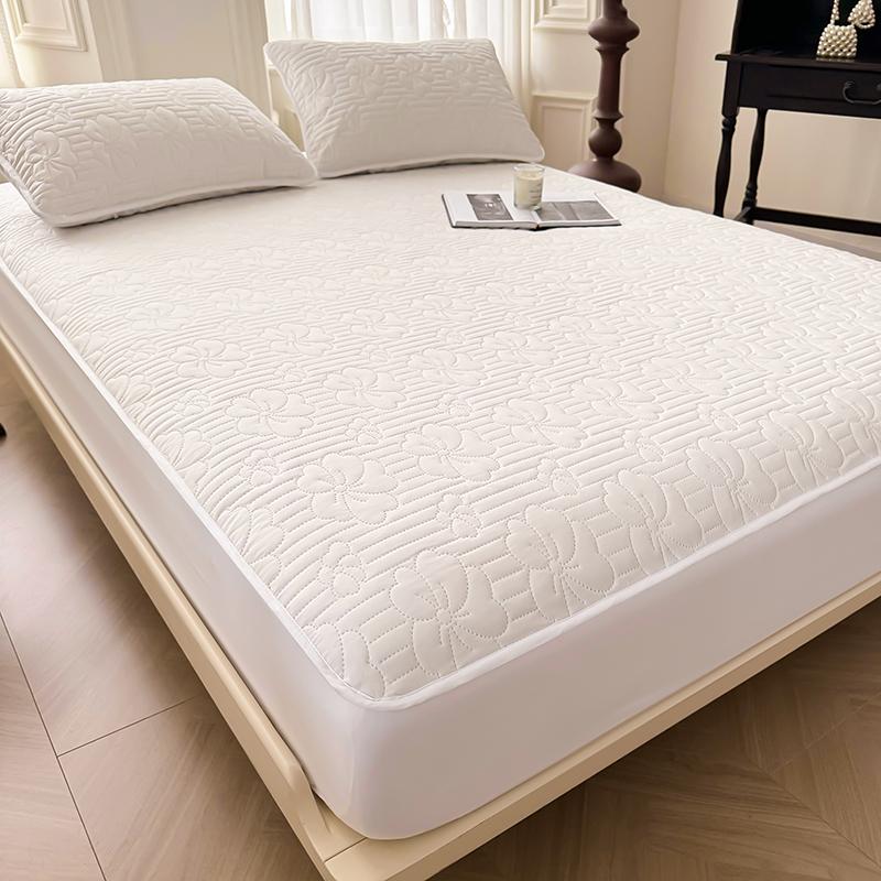 Waterproof Cotton Mattress Cover with Pillowcase Throw Fitted Sheet, Bed Replacement Protector Elastic Bands Non Slip Adjustable
