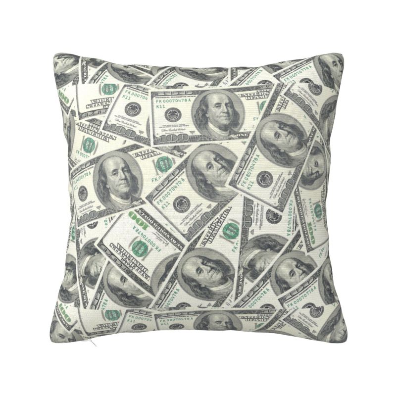 Money Cash Print Throw Pillow Case Decoration 3D Print Dollar Bill Sofa Chair Cushion Cover Polyester Cozy Pillowcase Dakimakura