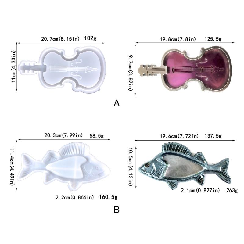 Fisch-/Geigenförmige Aufbewahrungsbox Silikonform Organizer Tablett Harzform Mode Schmuckplatte Handgefertigtes Handwerk Epoxidformen