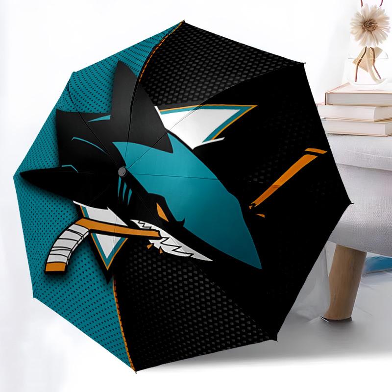 1pc Sharks Automatic Umbrella - 8-Rib Portable Folding Black Iron Frame for Outdoor, Beach, Travel, Beach Umbrella,056