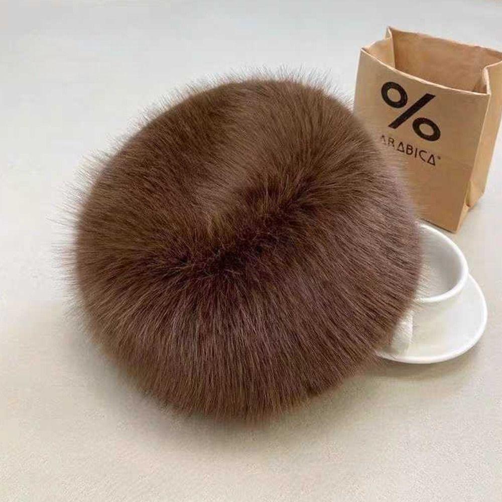 Smooth Plush Mongolian Fluffy Hat Round Top Warm Bucket Hat New Fashion Faux Fur Hat  Winter Season