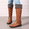 Women's Long Boots In Autumn and Winter, European and American Style, Low Heel, High Top Boots, Plus Size Women's Leather Boots