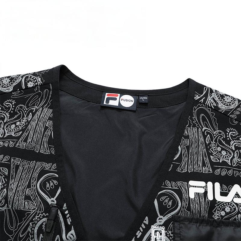 FILA Fusion Street Sport Retro Layered Waistcoat Unisex vest Black T11U221701FBK