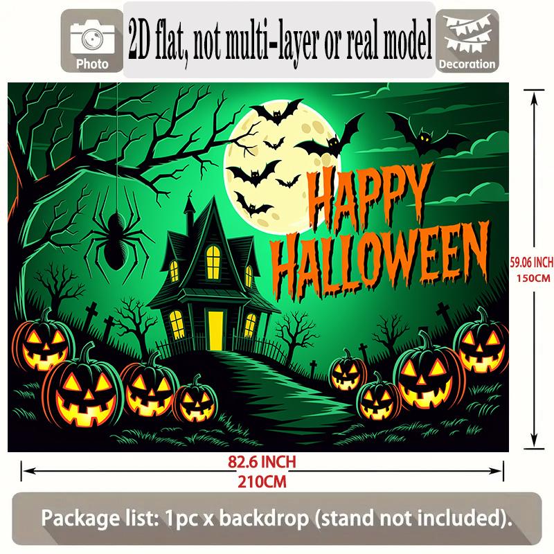 Party Backdrop Halloween Green Flat Banners Pumpkin Spooky Tree Celebrations Wedding Photo Booth Decor Front Door Decor