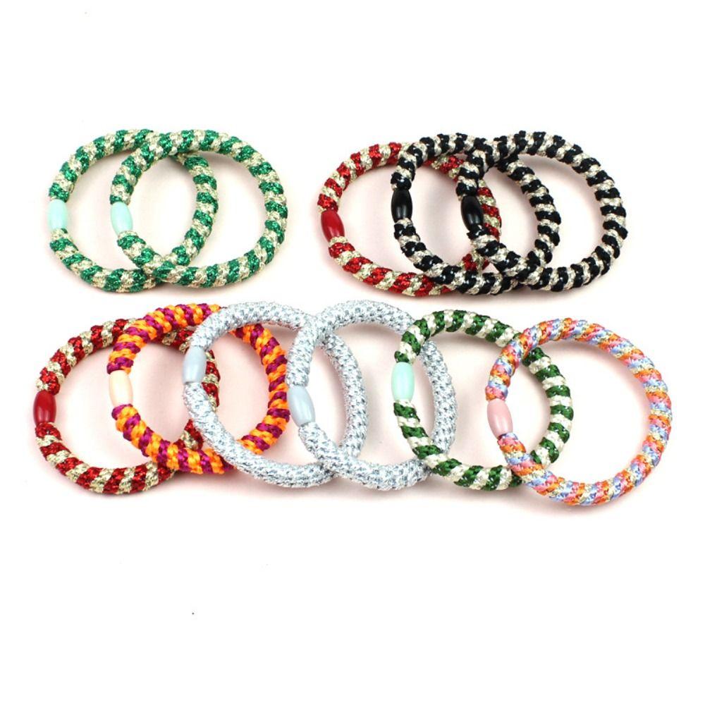 10pcs Fashion Woven Headband Sweet Hair Rope Hair Accessories Ponytail Holders  For Women