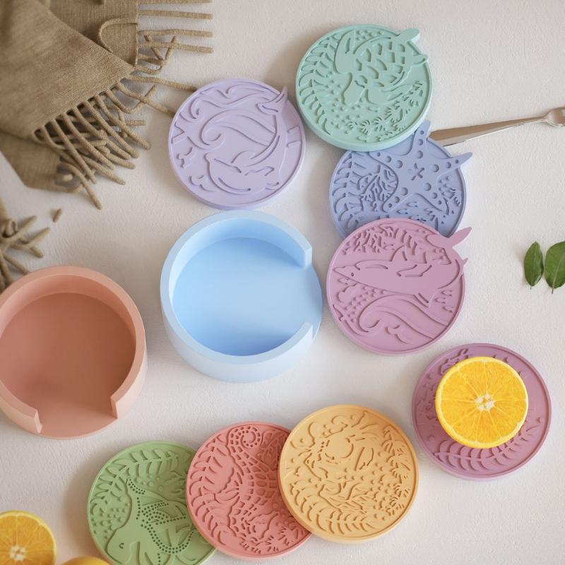 Food Grade Silicone Craft Mould Set for Handmade Resin Coasters Featuring Nauticals Designs and Easy Releases