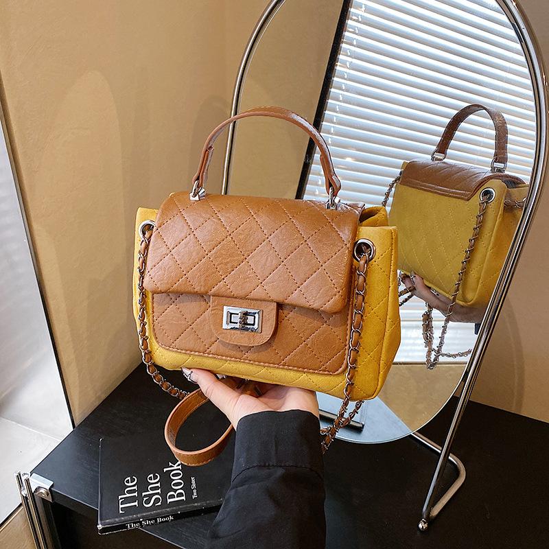 Rhombus Chain Bag Women's New Summer Niche Messenger Bag Retro Portable Small Square Bag