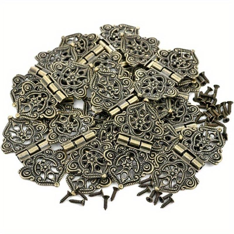 10Pcs Antique Bronze Vintage Style 10pcs Metal Decorative Hinges - for Wooden Boxes, Cabinets, Gift Boxes, Tool Boxes