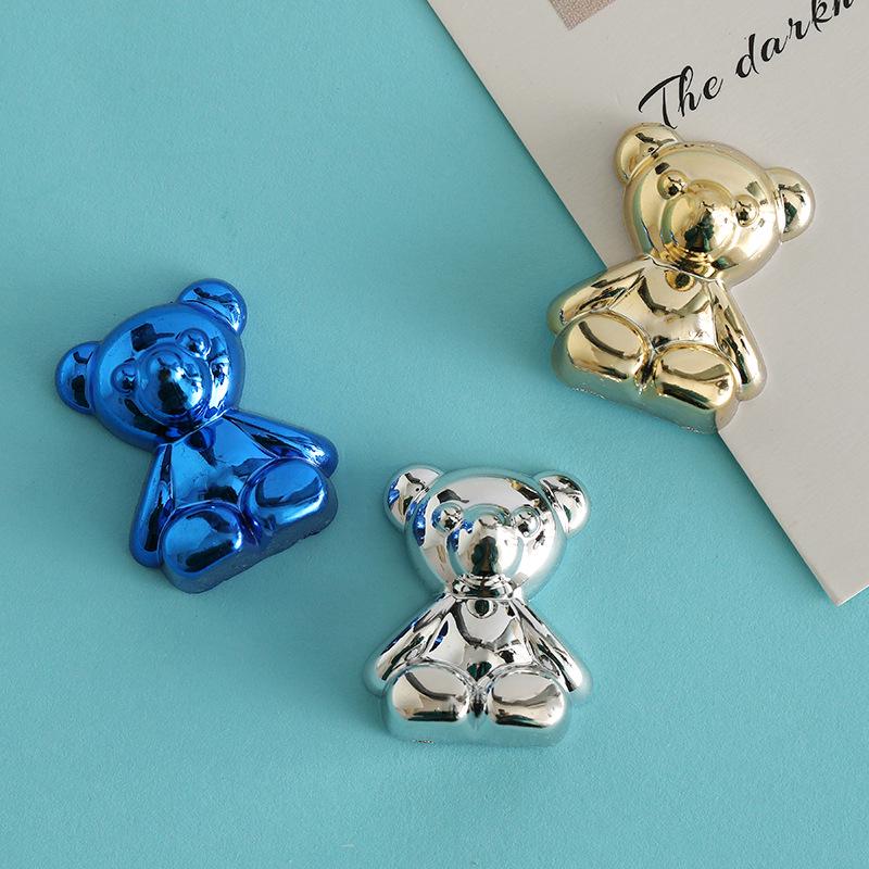 Popular Gold & Silver Bear Resin Accessories for DIY: Phone Cases, Hair Clips, Pendants, and Fridge Magnets