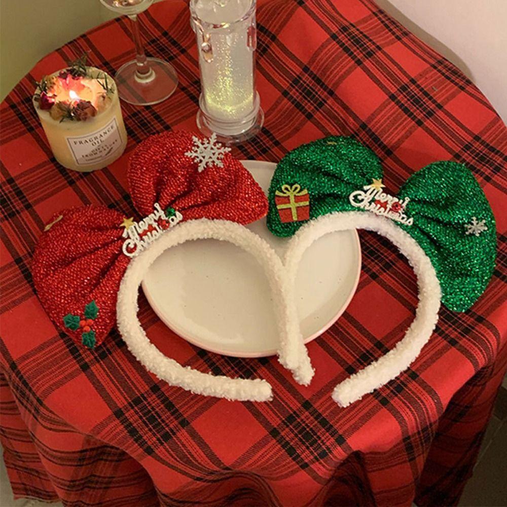 Shiny Christmas Hairband Non-slip Christmas Headband Gift Bowknot Hair Hoop Girls