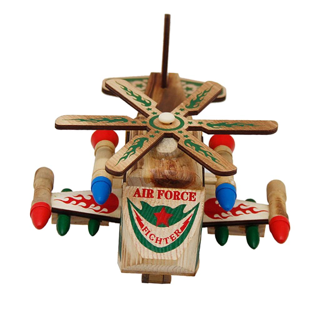 Wooden War Wolf Helicopter Model Toy for Living Room Desk Decoration Ornaments