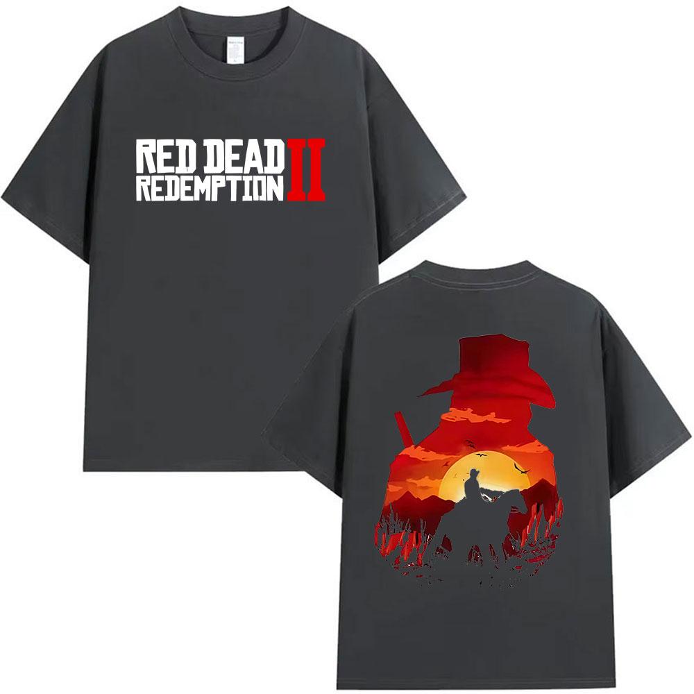 Red Dead Redemption 2 Graphic T-Shirts Arthur Morgan Game Player Tops Short Sleeve T-shirt Men's Gothic Clothing Cotton T Shirt