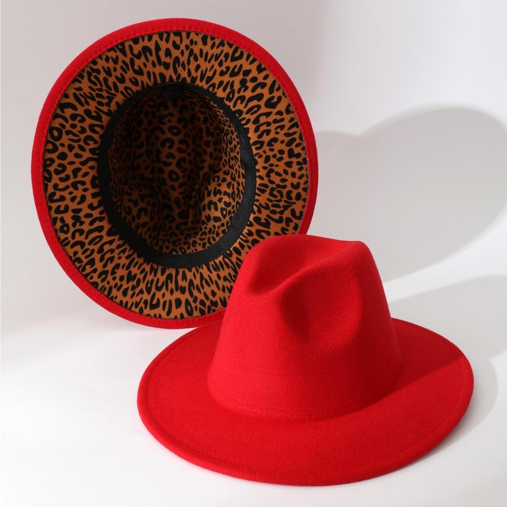 Hot-selling new fashion soft felt hats for men and women, reversible leopard print jazz hats, spring and autumn ethnic hats, fedora hats