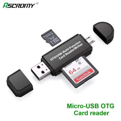 Portable Anti-Lost Design Metal 2-in-1 USB 2.0 High Speed Memory Card Reader for SD TF MS Micro