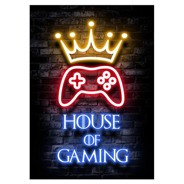 Gamepad Neon Canvas Painting Glowing Text Picture Decoration Poster Gift Living Room Wall Art Prints Modern Home Decor Aesthetic No Frame