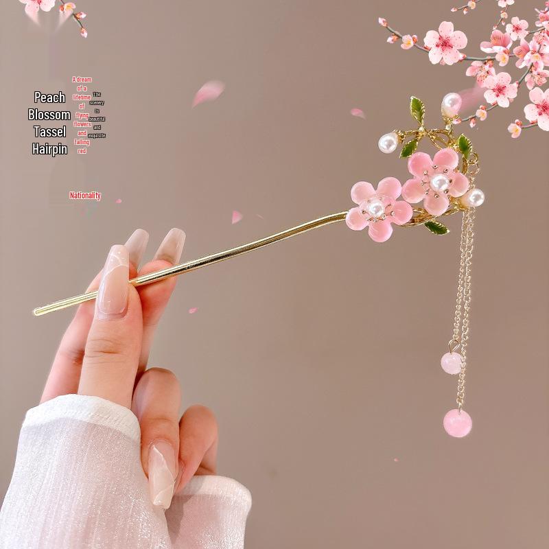 Ancient Chinese-Style Hanfu Hair Accessories: Elegant Updo Hairpins with Tassels for Women