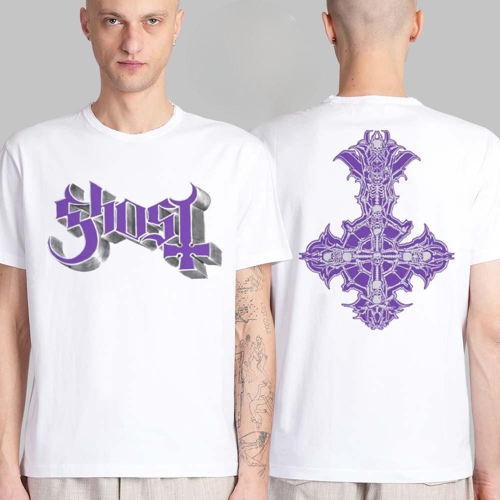 

New Ghost Skeletour World Tour 2025 Exclusive Pop Up Shop in Praha Szechia May 11 2025 Two Sided Unisex T-Shirt 4XL