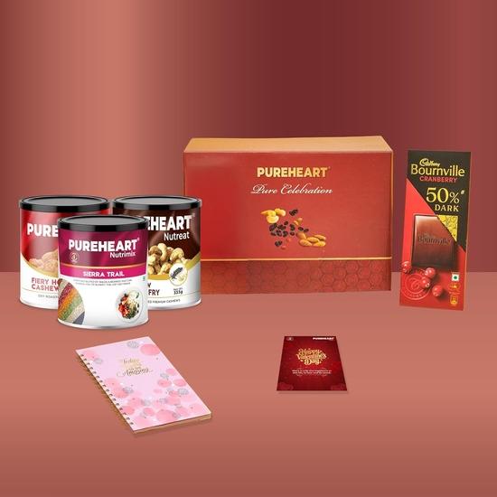 

PUREHEART Valentine’s Day Gift Hamper for Him & Her | Premium Dry Fruits Gift Box , Cashew Pepper (333g each) & Sierra Trail Mix (454g)