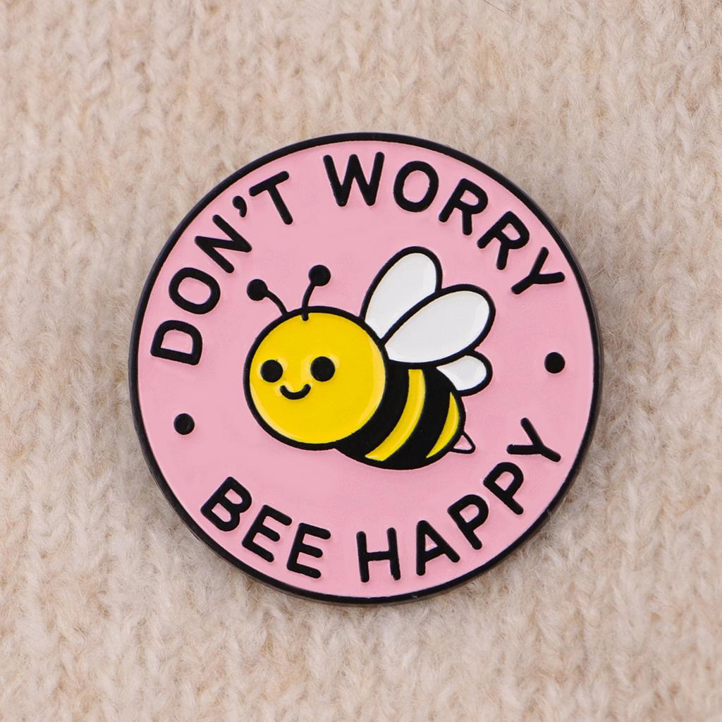 1 st Don' Worry Bee Happy Schattige Bij Reversspeld voor Rugzakken, Emaille Pin, Schattige Broche voor Kleding, Aktetas Badge, Rugzak Badge Cadeau