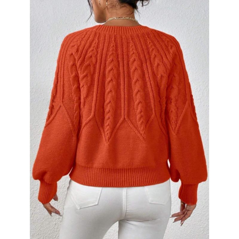 Damenmode, lässig, Herbst/Winter, einfarbig, mit Druck, lange Ärmel, O-Ausschnitt