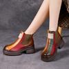 Fashion GKTINOO Autumn Winter Retro Women Genuine Leather Short Boots Square Heels Shoes Thick Sole Casual Ladies Platform Women's Boots